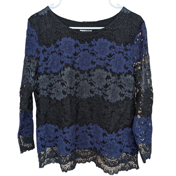 Halogen women’s lace flower pullover size M black/ blue / gray - Picture 1 of 5